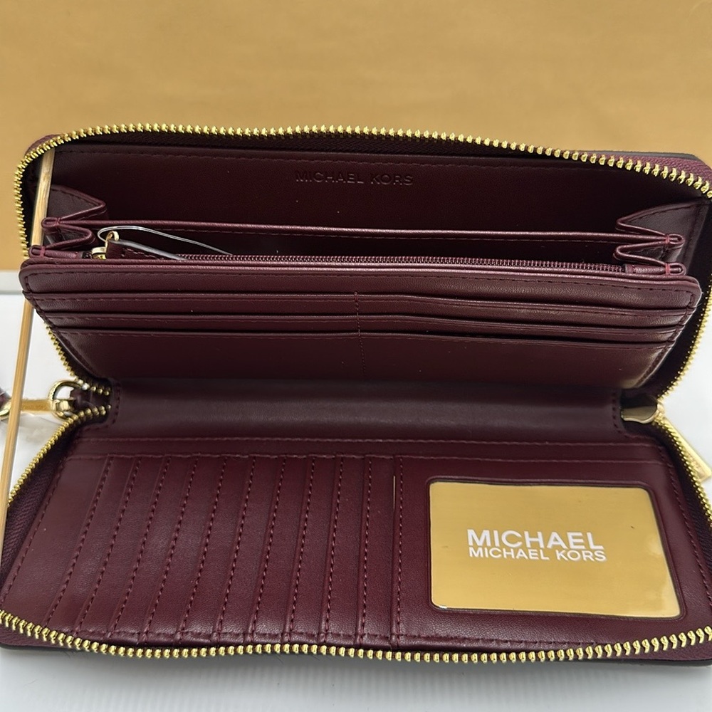 MICHAEL KORS Leather Large Continental Wristlet Phone Case Wallet Exotic Print - Picture 9 of 14